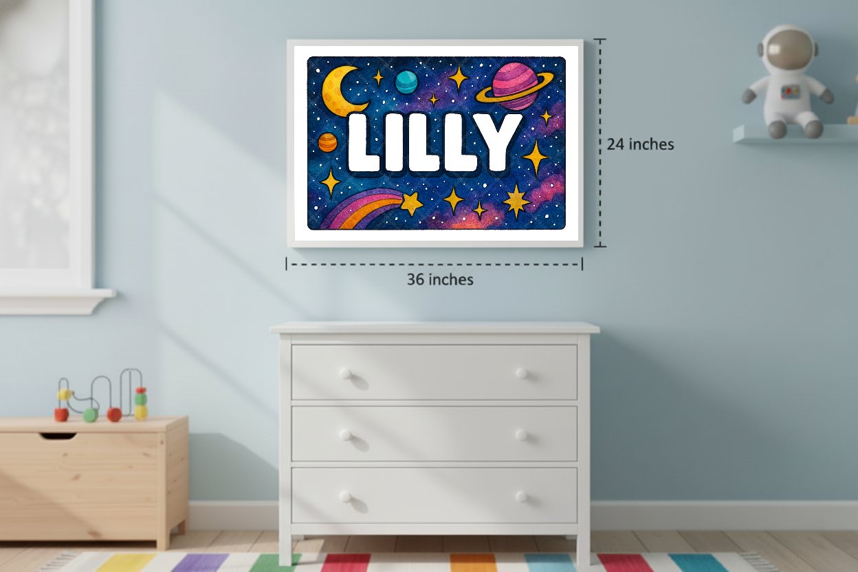Personalized space name art for Lilly