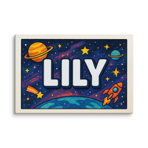 Lily Name Art - Space Explorers Personalized Wall Art