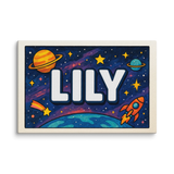 Lily Name Art - Space Explorers personalized wall print for kids