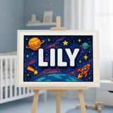 Lily Name Art - Space Explorers personalized wall print for kids