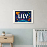 Lily Name Art - Space Explorers personalized wall print for kids