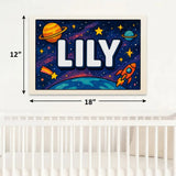 Lily Name Art - Space Explorers personalized wall print for kids