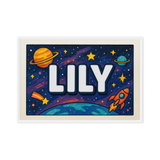 Lily Name Art - Space Explorers personalized wall print for kids