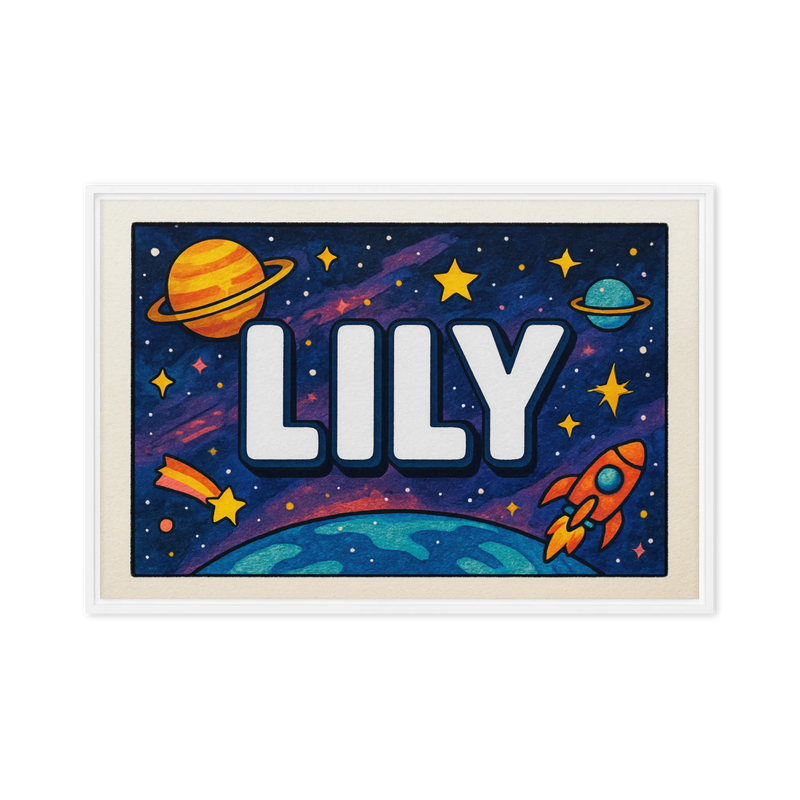 Lily Name Art - Space Explorers personalized wall print for kids