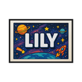 Lily Name Art - Space Explorers personalized wall print for kids