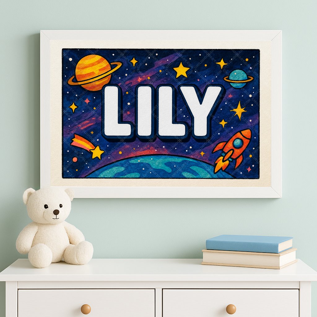 Personalized space name art for Lily