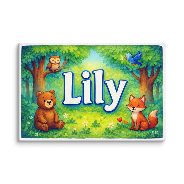 Lily Name Art - Forest Friends Personalized Wall Art