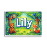 Lily Name Art - Forest Friends personalized wall print for kids