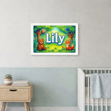 Lily Name Art - Forest Friends personalized wall print for kids