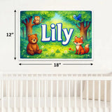 Lily Name Art - Forest Friends personalized wall print for kids