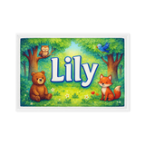 Lily Name Art - Forest Friends personalized wall print for kids