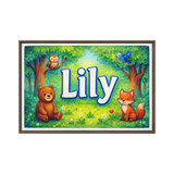 Lily Name Art - Forest Friends personalized wall print for kids