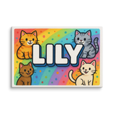 Lily Name Art - Colorful Cats personalized wall print for kids