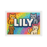 Lily Name Art - Colorful Cats personalized wall print for kids