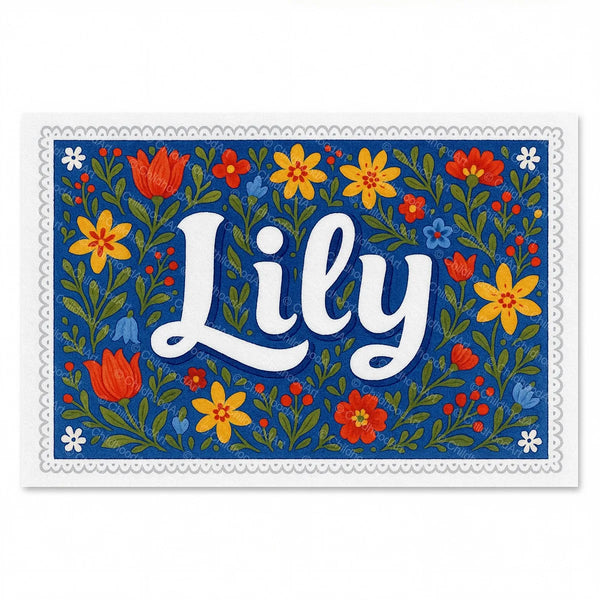 Lily Floral Farmhouse Name Art