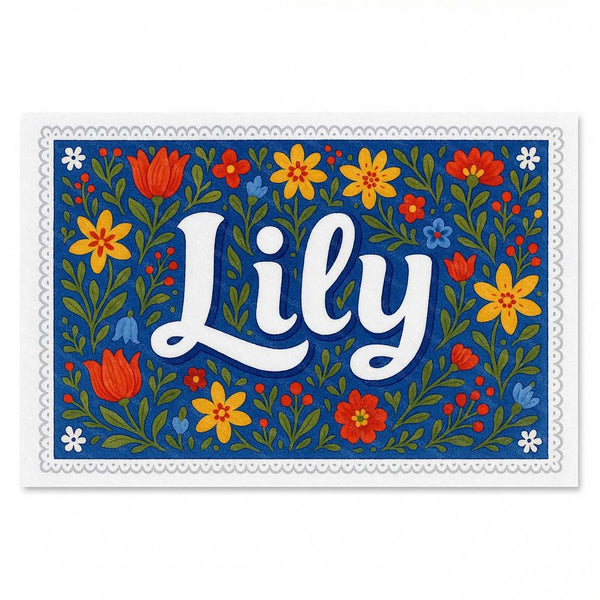 Lily Name Art - Floral Farmhouse Personalized Wall Art