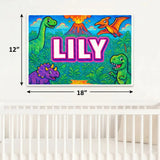 Lily Name Art - Dinosaur Adventure personalized wall print for kids