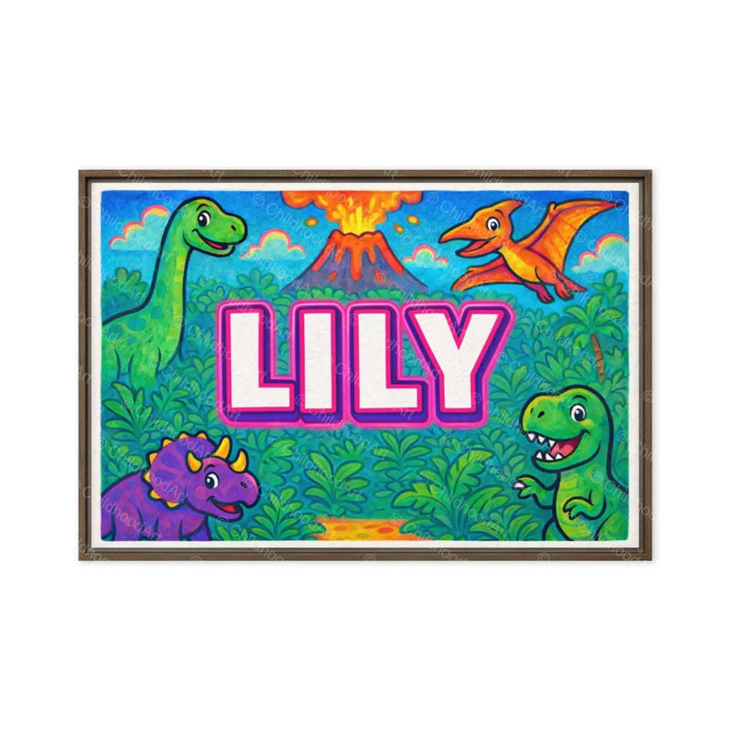 Lily Name Art - Dinosaur Adventure personalized wall print for kids