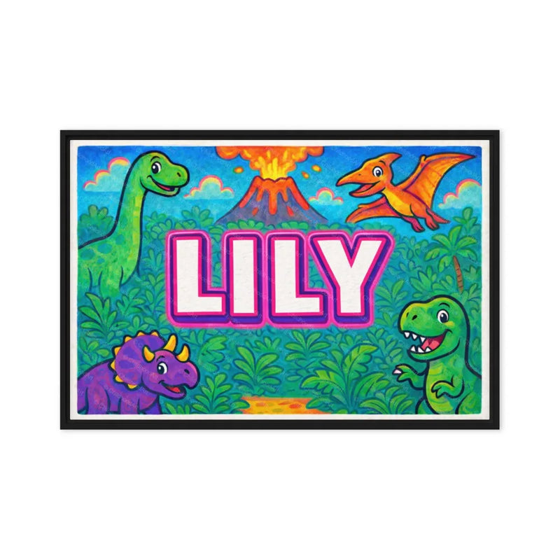 Lily Name Art - Dinosaur Adventure personalized wall print for kids