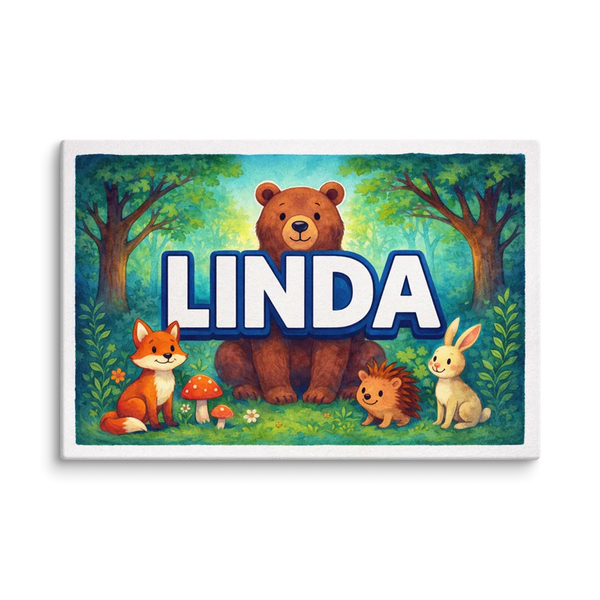 Linda Name Art - Forest Friends Personalized Wall Art