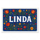 Linda Name Art - Floral Farmhouse personalized wall print for kids