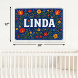 Linda Name Art - Floral Farmhouse personalized wall print for kids