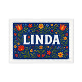 Linda Name Art - Floral Farmhouse personalized wall print for kids