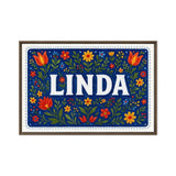 Linda Name Art - Floral Farmhouse personalized wall print for kids