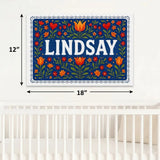 Lindsay Name Art - Floral Farmhouse personalized wall print for kids