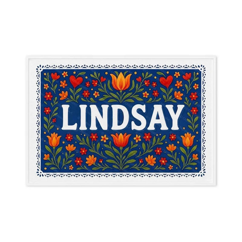 Lindsay Name Art - Floral Farmhouse personalized wall print for kids