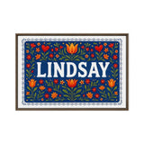 Lindsay Name Art - Floral Farmhouse personalized wall print for kids