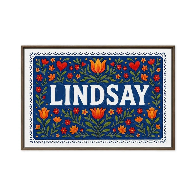 Lindsay Name Art - Floral Farmhouse personalized wall print for kids
