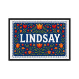 Lindsay Name Art - Floral Farmhouse personalized wall print for kids