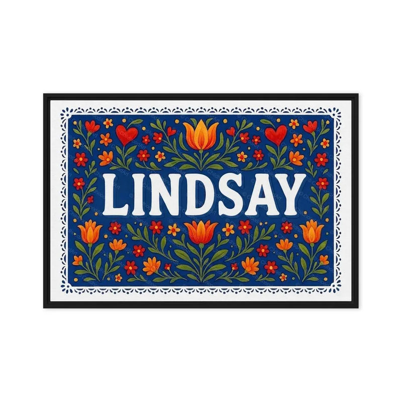 Lindsay Name Art - Floral Farmhouse personalized wall print for kids