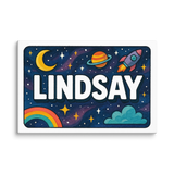 Lindsay Name Art - Space Explorers personalized wall print for kids