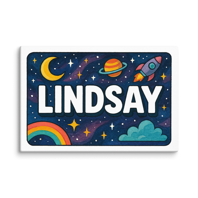 Lindsay Name Art - Space Explorers personalized wall print for kids