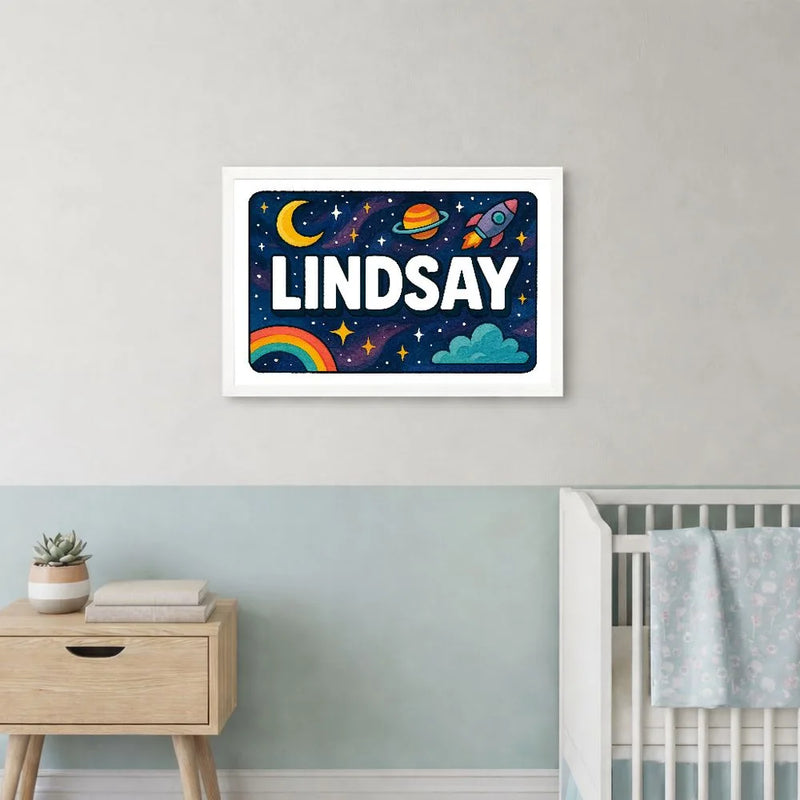 Lindsay Name Art - Space Explorers personalized wall print for kids