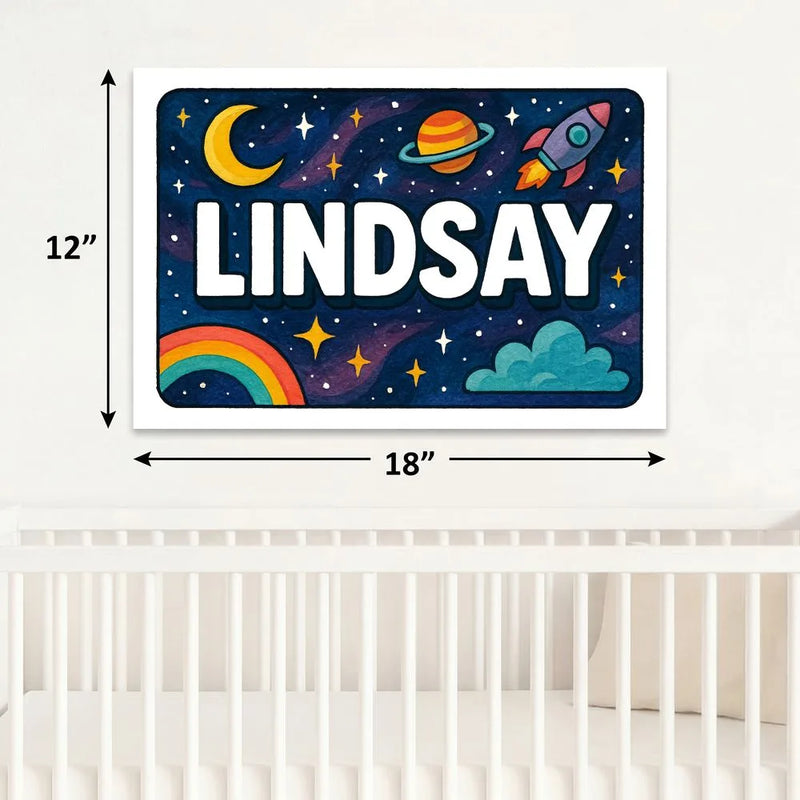 Lindsay Name Art - Space Explorers personalized wall print for kids