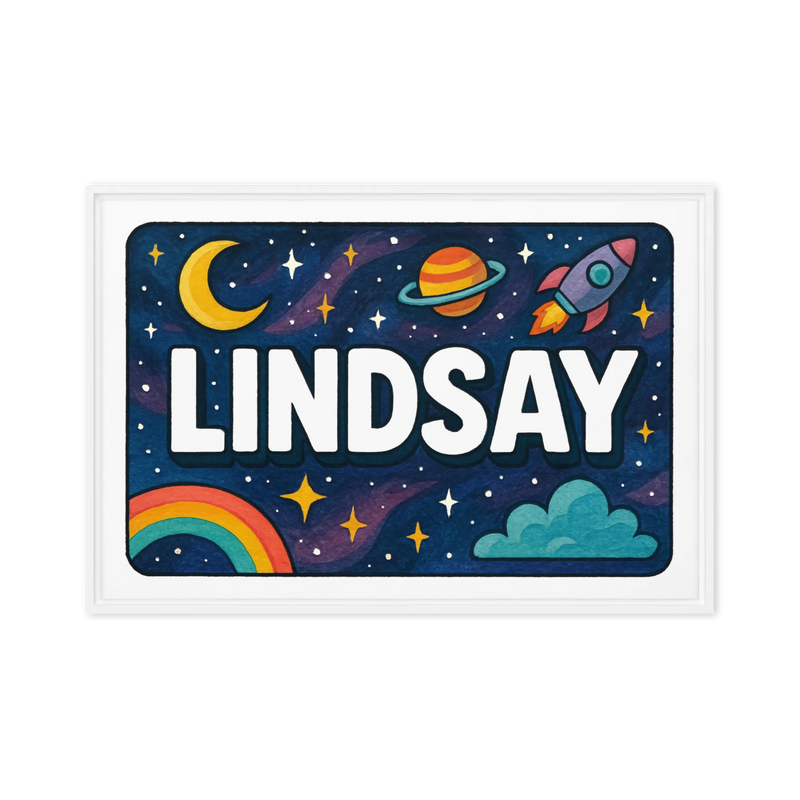 Lindsay Name Art - Space Explorers personalized wall print for kids