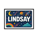 Lindsay Name Art - Space Explorers personalized wall print for kids