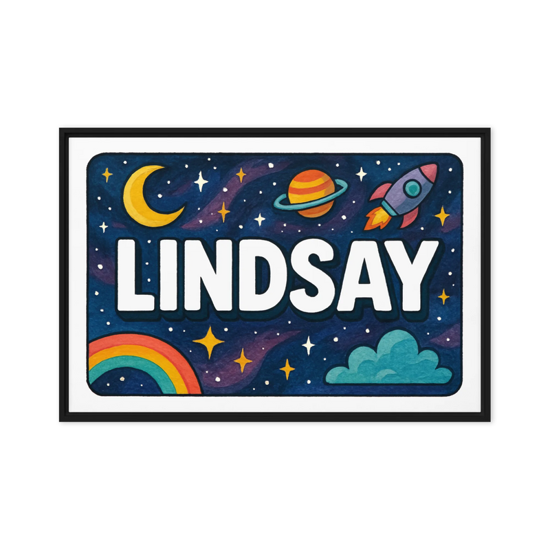 Lindsay Name Art - Space Explorers personalized wall print for kids