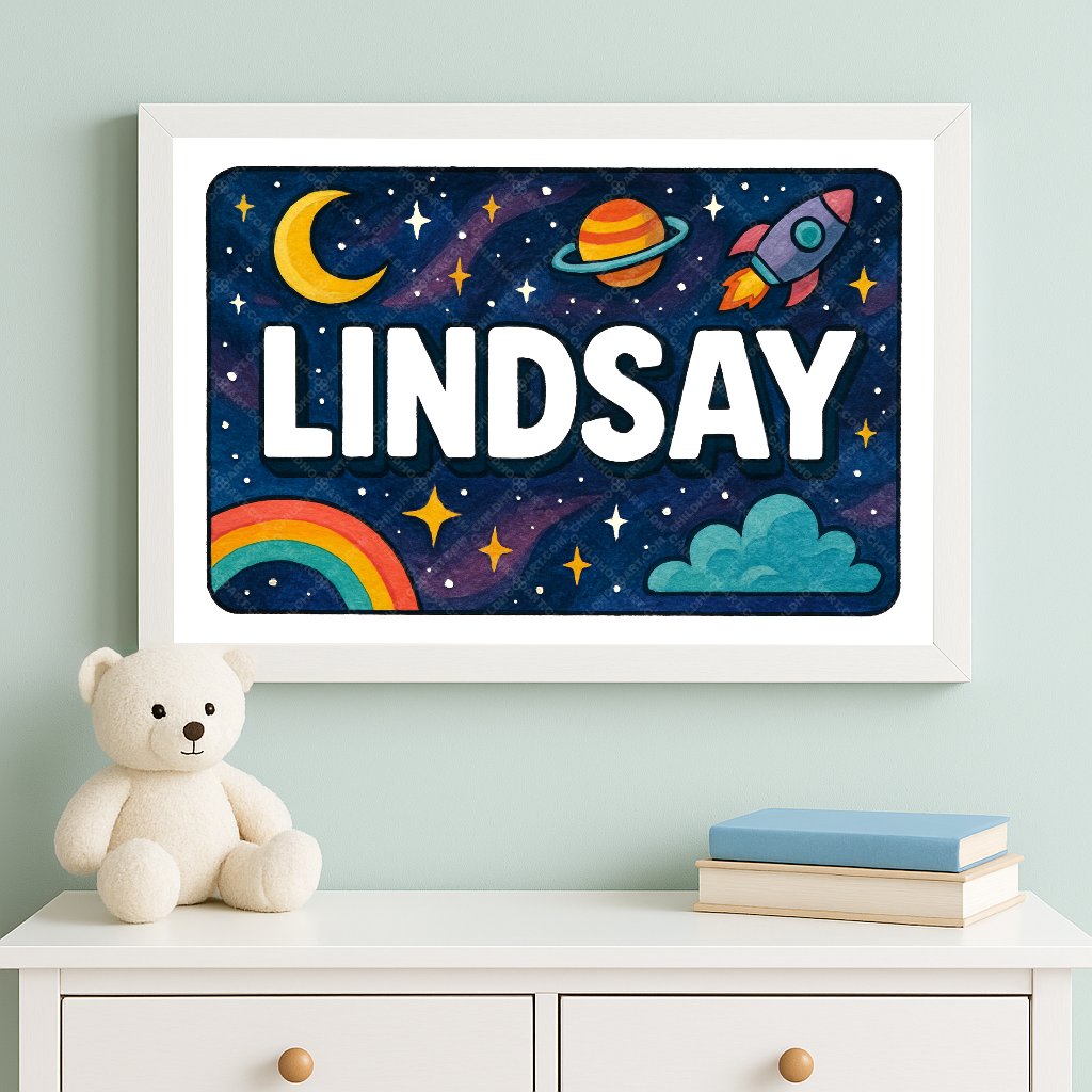 Personalized space name art for Lindsay