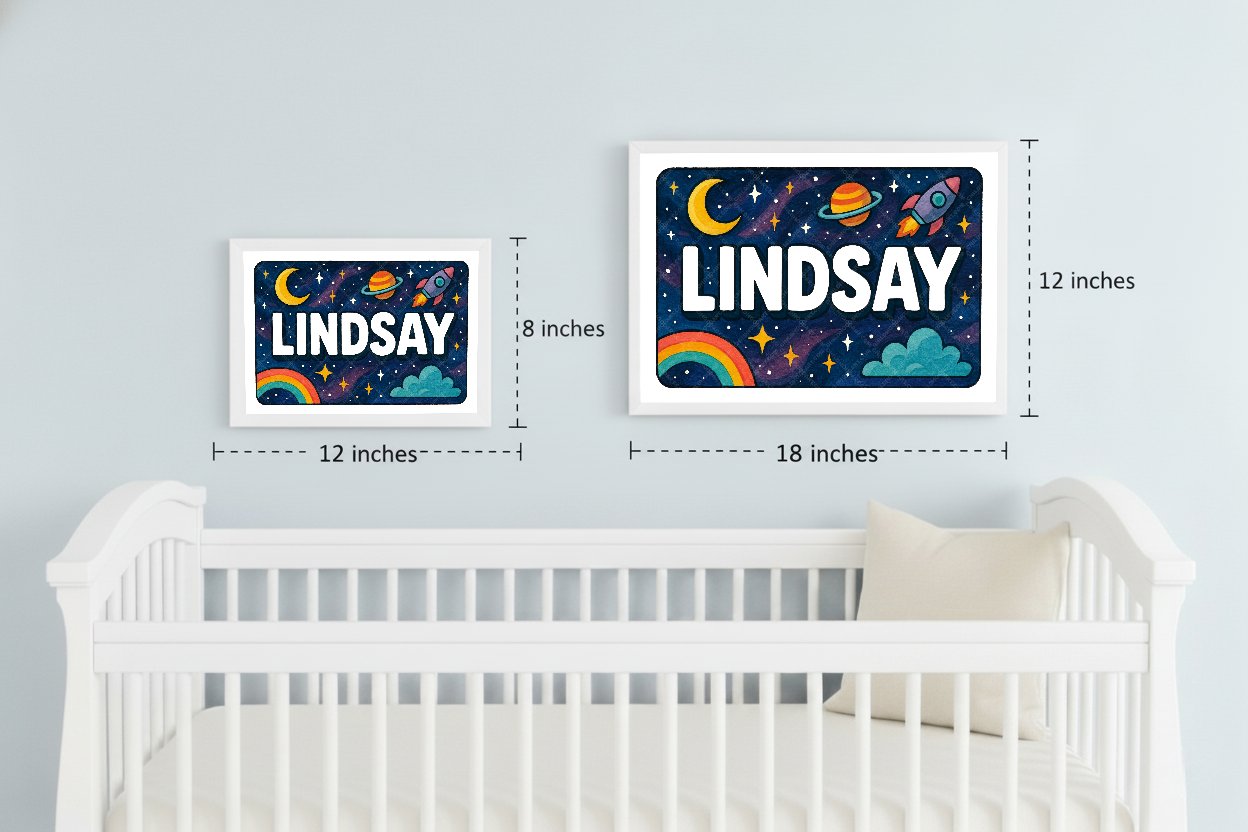 Personalized space name art for Lindsay