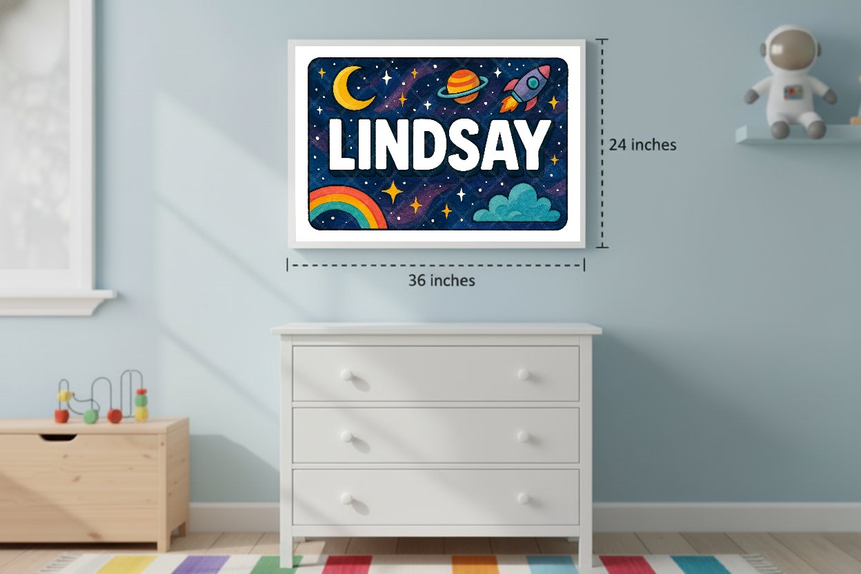 Personalized space name art for Lindsay