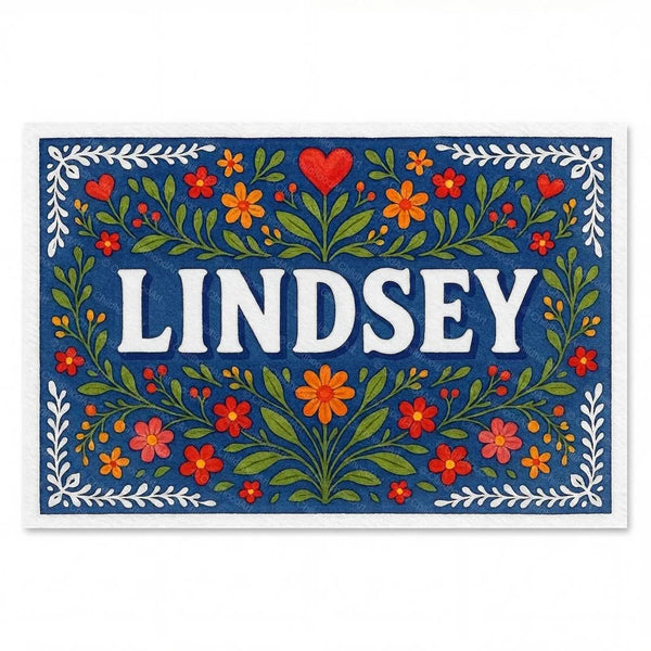 Personalized Lindsey name art print in the Floral farmhouse style