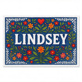 Lindsey Name Art - Floral Farmhouse personalized wall print for kids