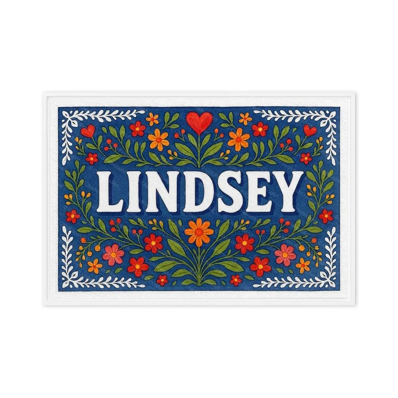 Lindsey Name Art - Floral Farmhouse personalized wall print for kids