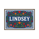 Lindsey Name Art - Floral Farmhouse personalized wall print for kids