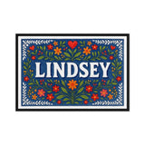 Lindsey Name Art - Floral Farmhouse personalized wall print for kids