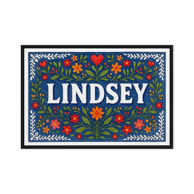 Lindsey Name Art - Floral Farmhouse personalized wall print for kids